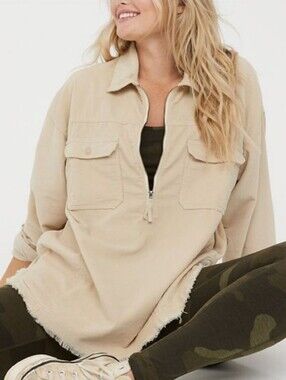 Offline By Aerie Oversized Corduroy Half-Zip Pullover Size S